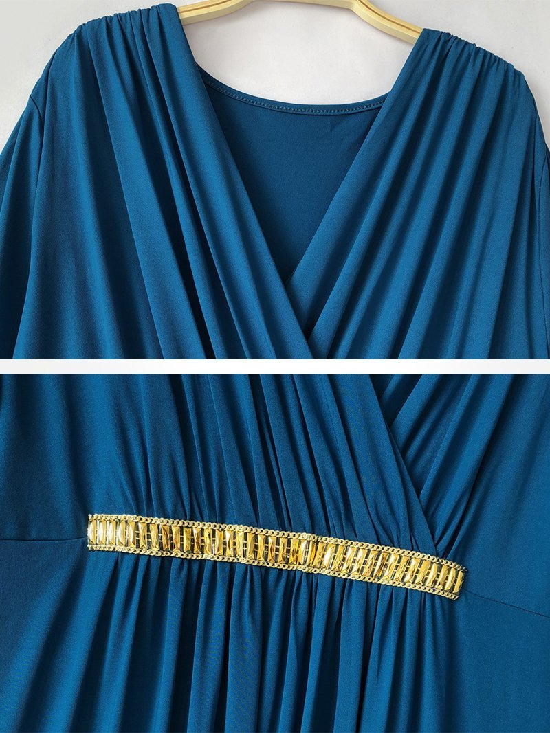 Ruched Decoration V-neck Maxi Dress