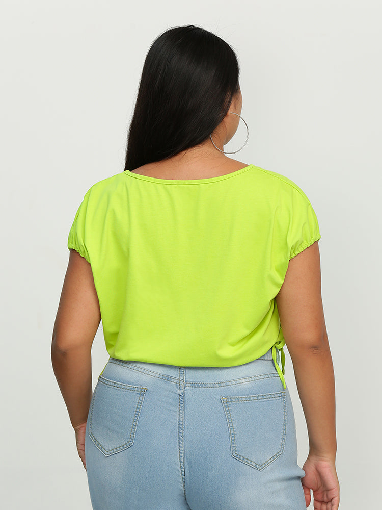 Side Knotted Split T-Shirt