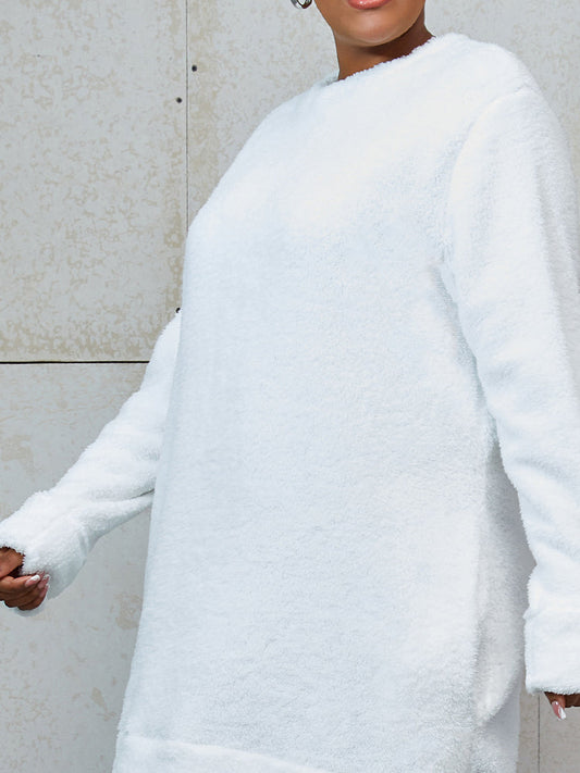 Solid Color Pocket Sweatshirt Dress