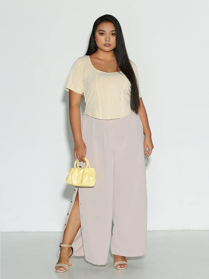 Stitch Wave Trim Sleeve Top