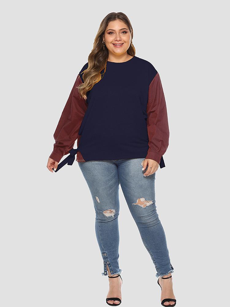 Patchwrok Bow-knot Decoration T-shirt