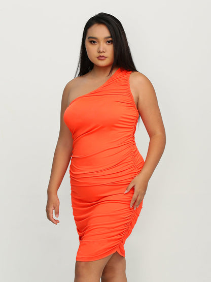 One Shoulder Ruched Dress