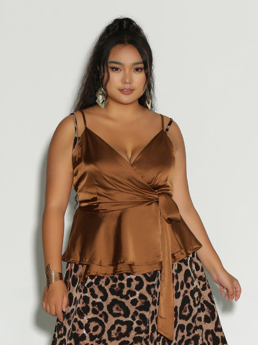 Bowknot Waist Ruffle Hem Top