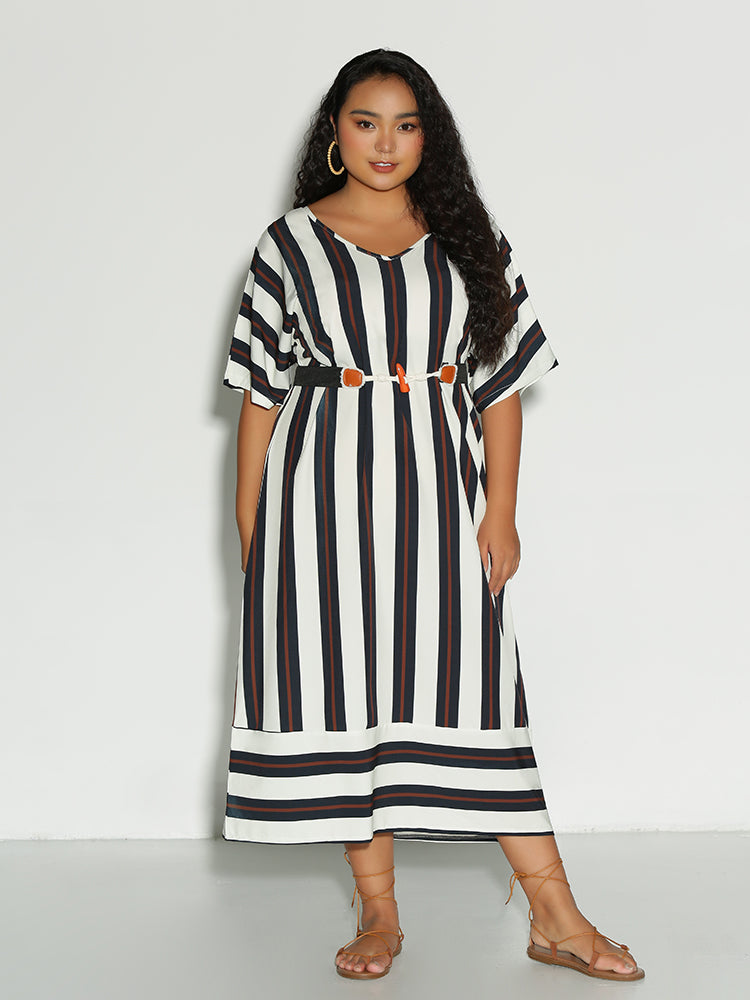 Striped Half Sleeve Dress
