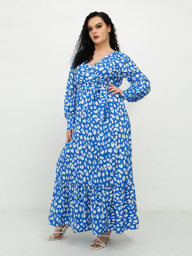 White Leopard Slit Wrap Dress