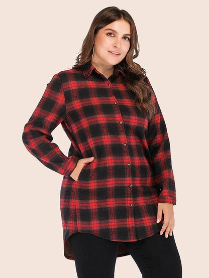 Classic Plaid Single Breasted Lapel Collar Shirt