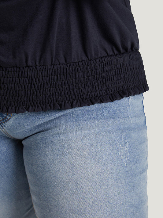 Letter Print Batwing Sleeve Shirred Hem T-shirt