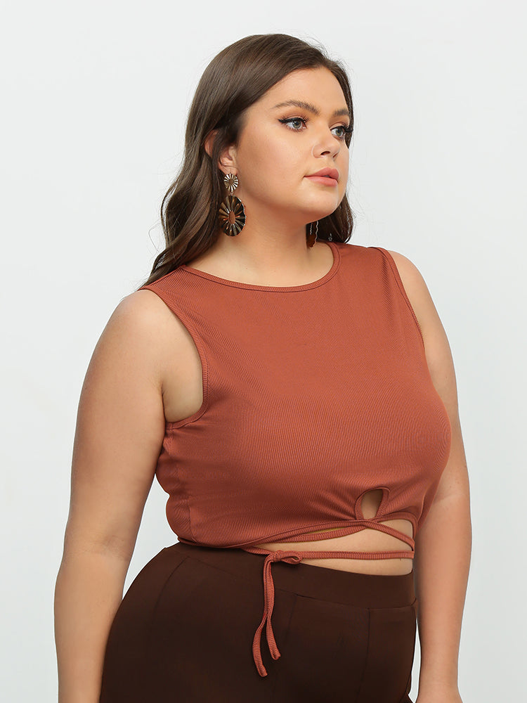 Keyhole Sleeveless Knotted Top