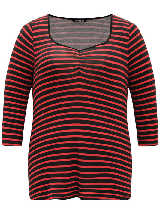 Halloween Striped Two Tone Ruched T-shirt