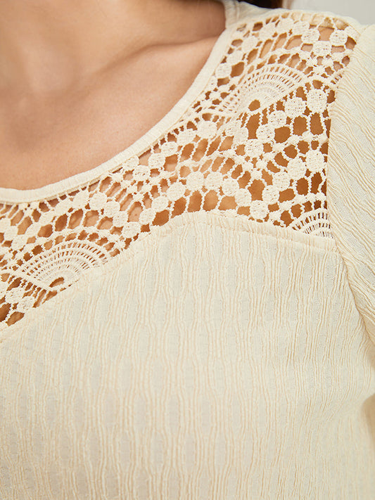 Solid Textured Crochet Lace T-shirt