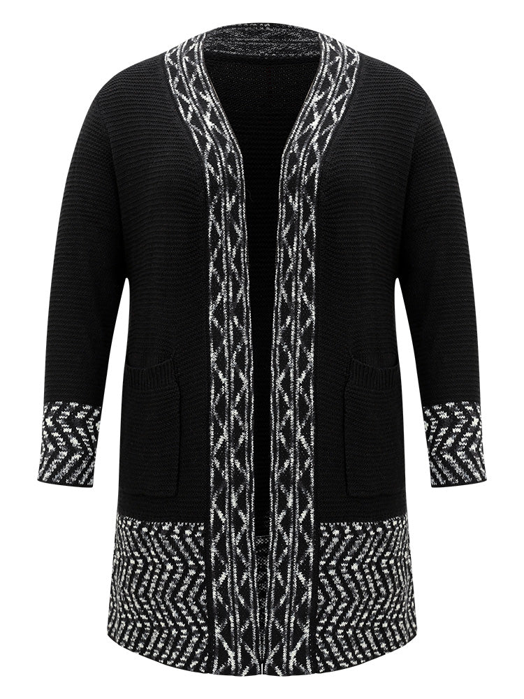 Bandana Trim Patched Pocket Cardigan