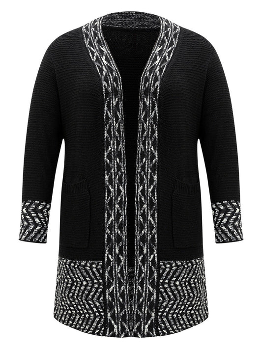 Bandana Trim Patched Pocket Cardigan