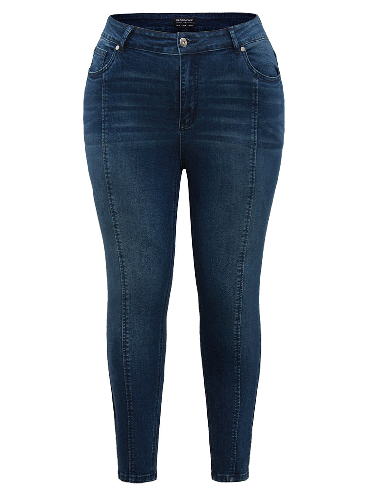 Seam Front Dark Wash Skinny Jeans