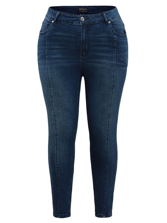Seam Front Dark Wash Skinny Jeans