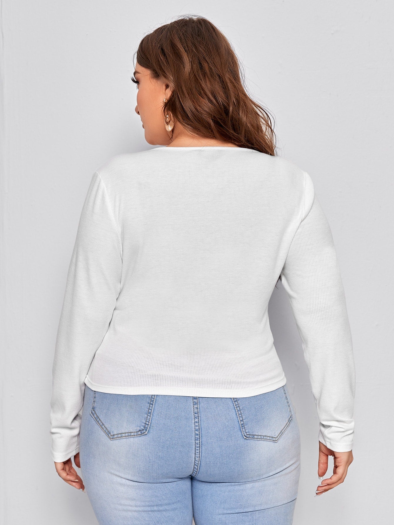 Surplice Neck Rib-knit Tee