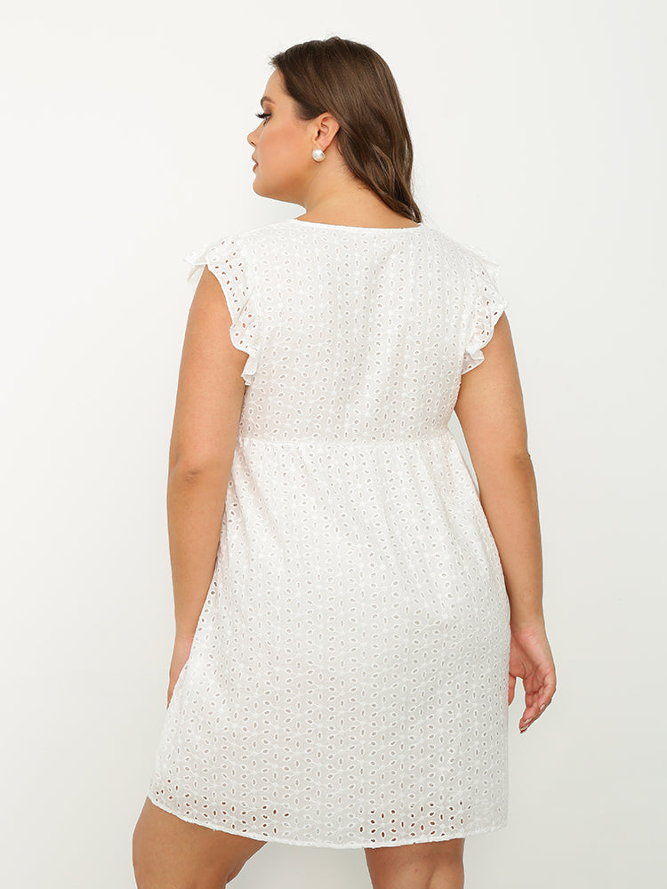 Lace Hollow Out V-neck Dress