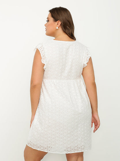 Lace Hollow Out V-neck Dress