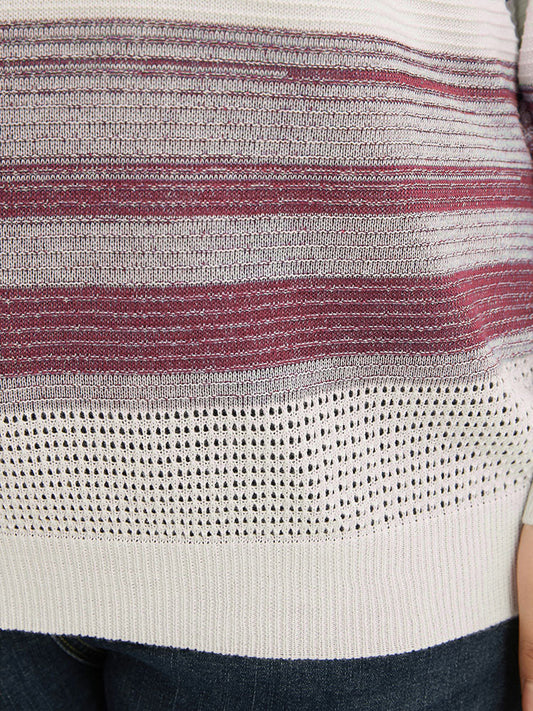 Colorblock Contrast Soft Sexy Ice Rayon Yarn Eyelet Heather Knit Top