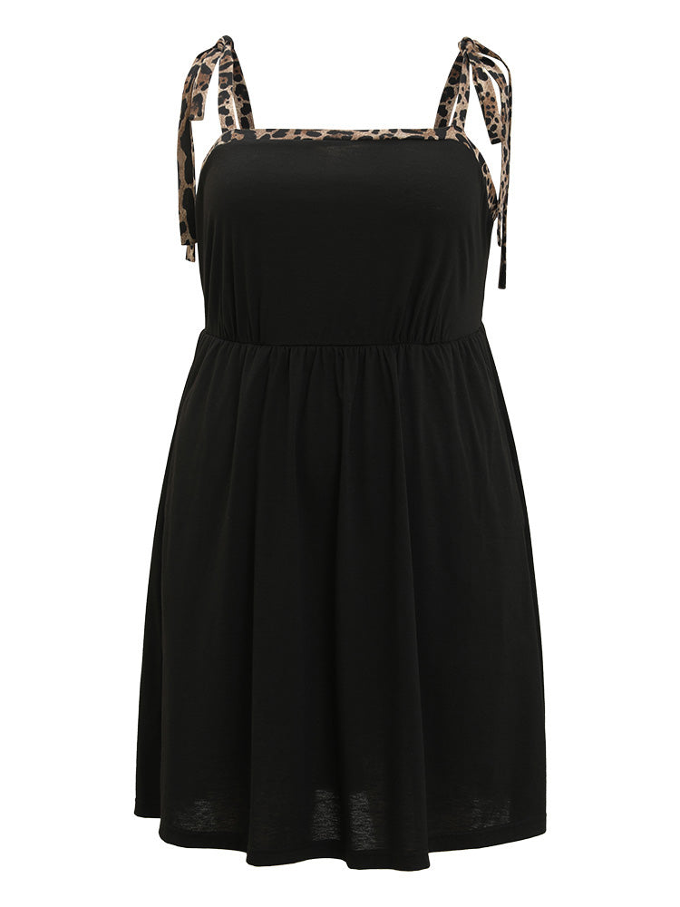 Supersoft Essentials Leopard Patchwork Elastic Waist Pocket Cami Dress