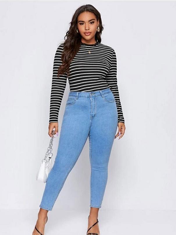 Basic Stripe Round Neck T-shirt