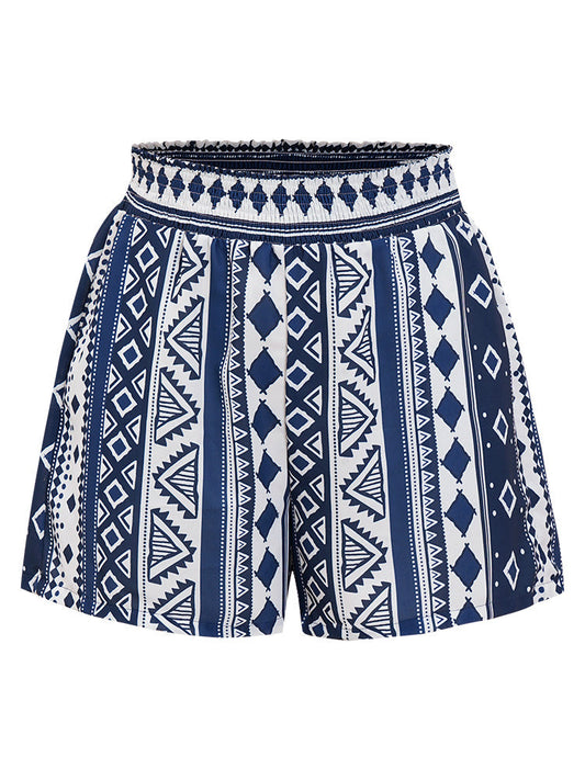 Bandana Shirred Waist Pocket  Shorts