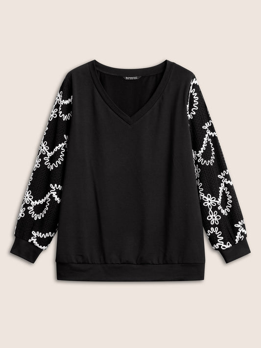 Stereo Jacquard Design Patchwork Sweatshirt