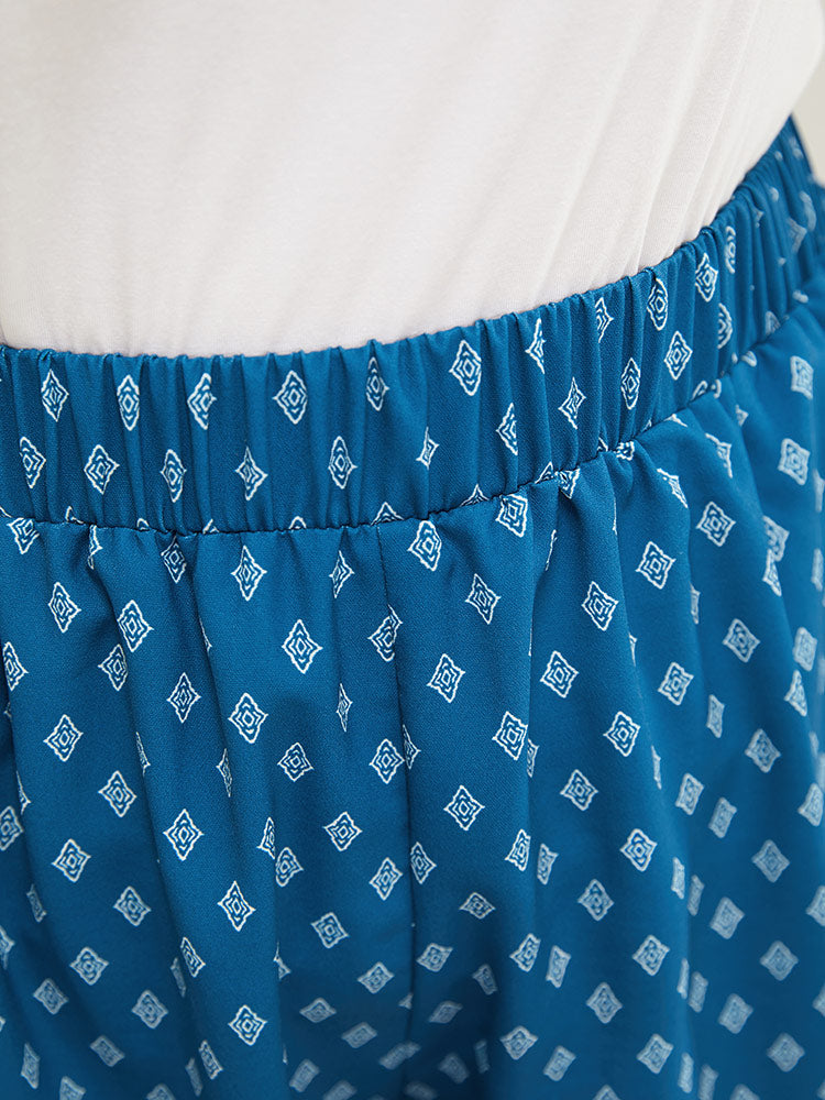 Bandana Print Pocket Elastic Waist Loose Shorts