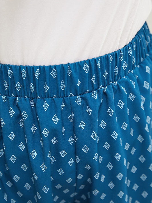 Bandana Print Pocket Elastic Waist Loose Shorts