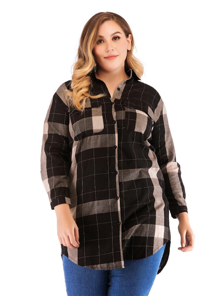 Classic Plaid Pocket Mid-length Shirt