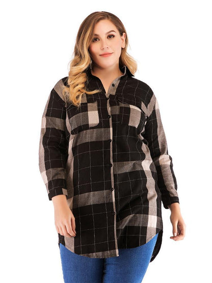Classic Plaid Pocket Mid-length Shirt