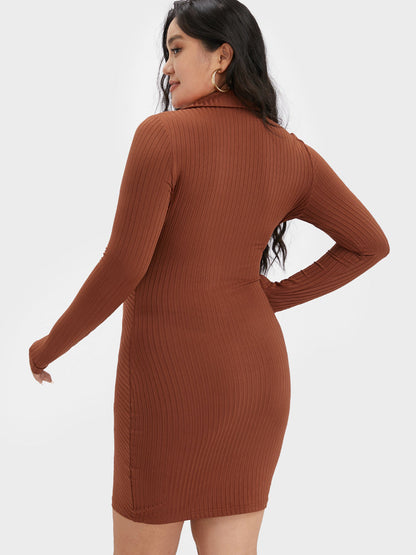 Twist Front Collared Bodycon Dress