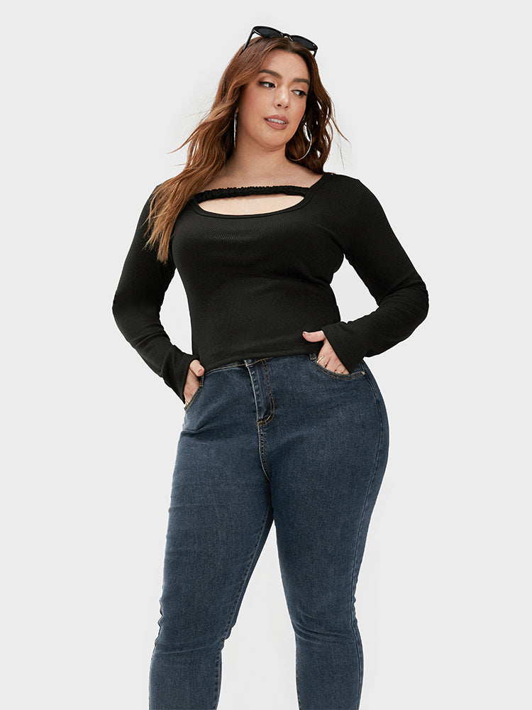 Cut Out Round Neck Bodycon T-shirt