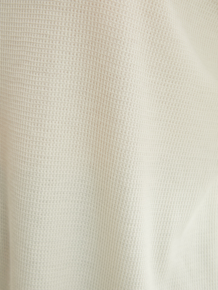 Plain Ruffle Sleeve Waffle Knit Tee