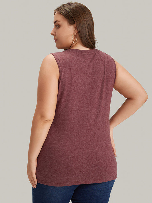 Solid Cut Out Crew Neck Tank Top