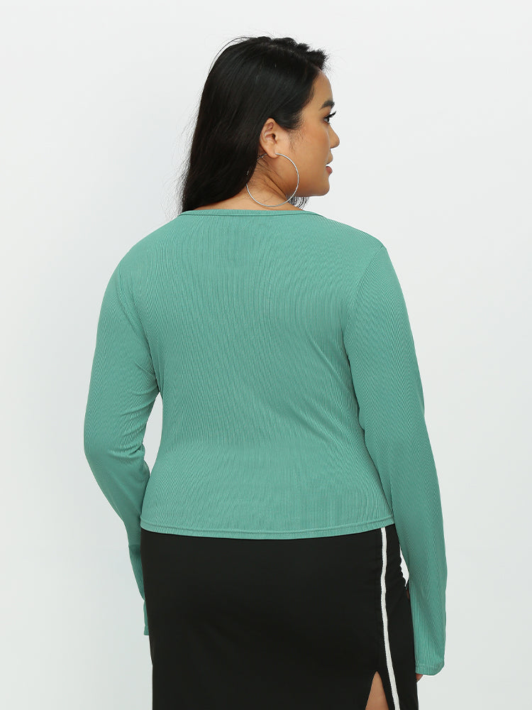 Irregular Neckline Long Sleeve T-Shirt