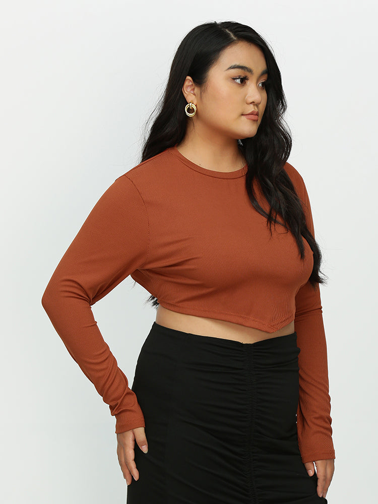 Long Sleeve Irregular Hem T-Shirt