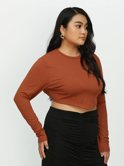 Long Sleeve Irregular Hem T-Shirt