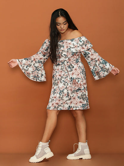 Flared Sleeve Off Shoulder Dress