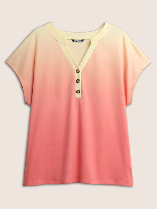 Ombre Contrast Batwing Sleeve T-shirt