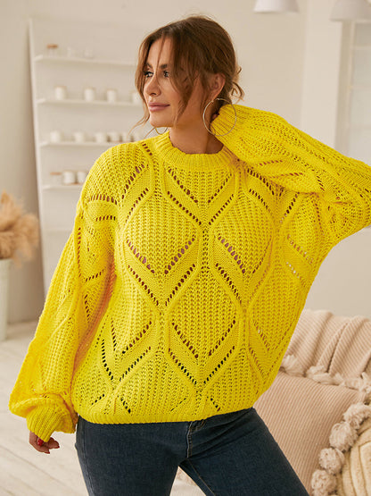 Solid Cut Out Crew Neck Sweater