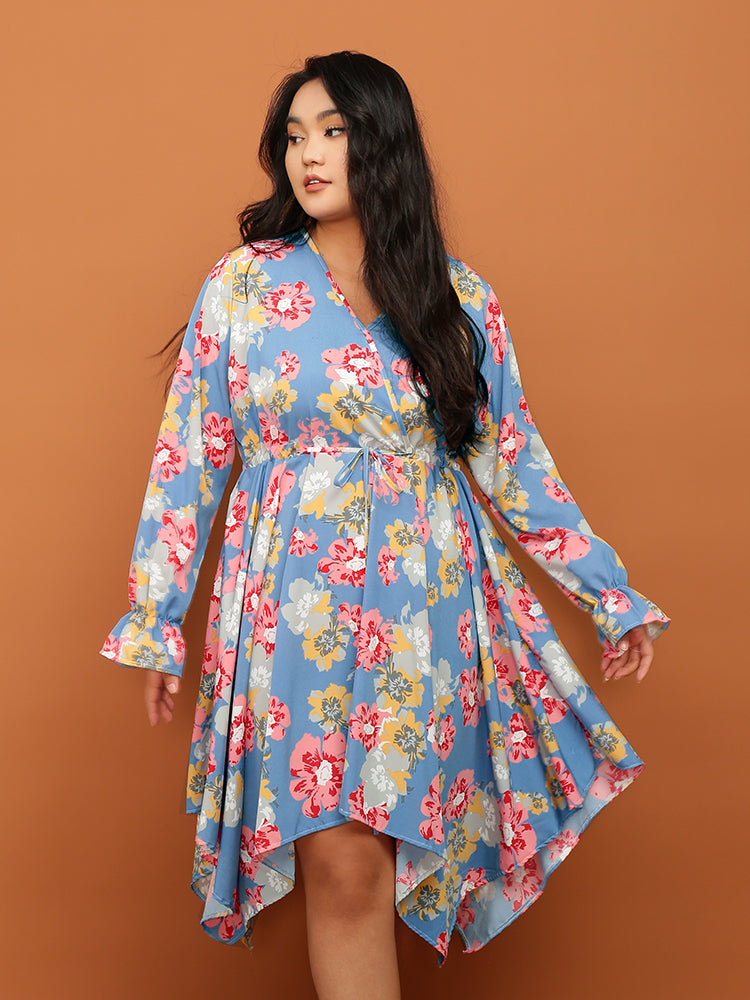 Irregular Hem Floral Dress