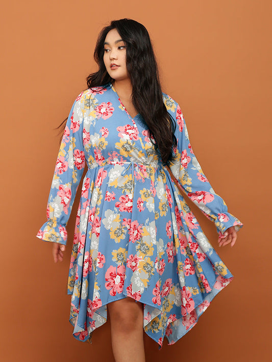 Irregular Hem Floral Dress