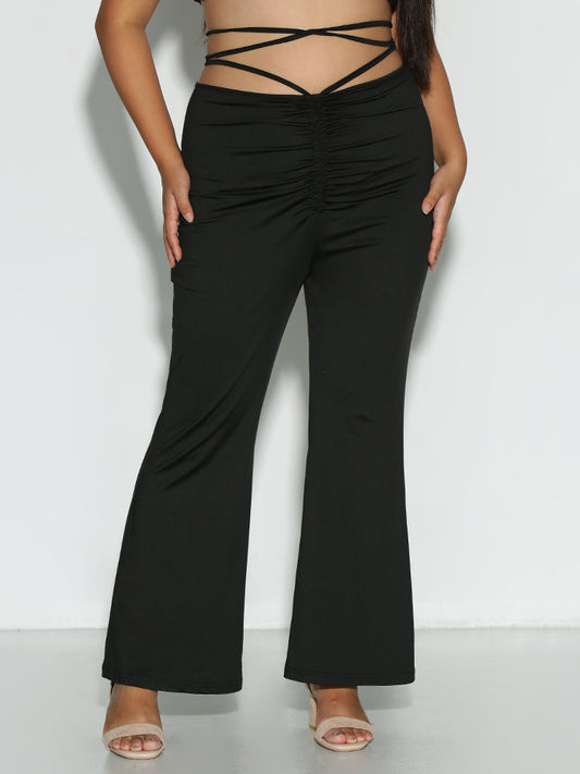 Ruched Knotted Waist Pants