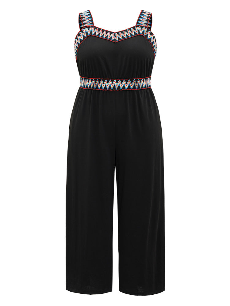 Contrast Trim Pocket Patchwork Cami Jumpsuit