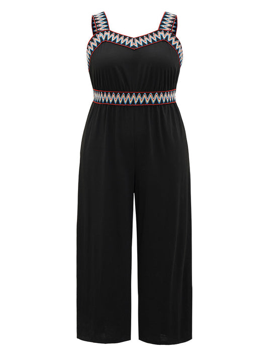 Contrast Trim Pocket Patchwork Cami Jumpsuit