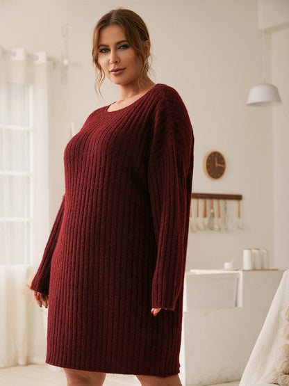 Solid Color Casual Sweater Dress