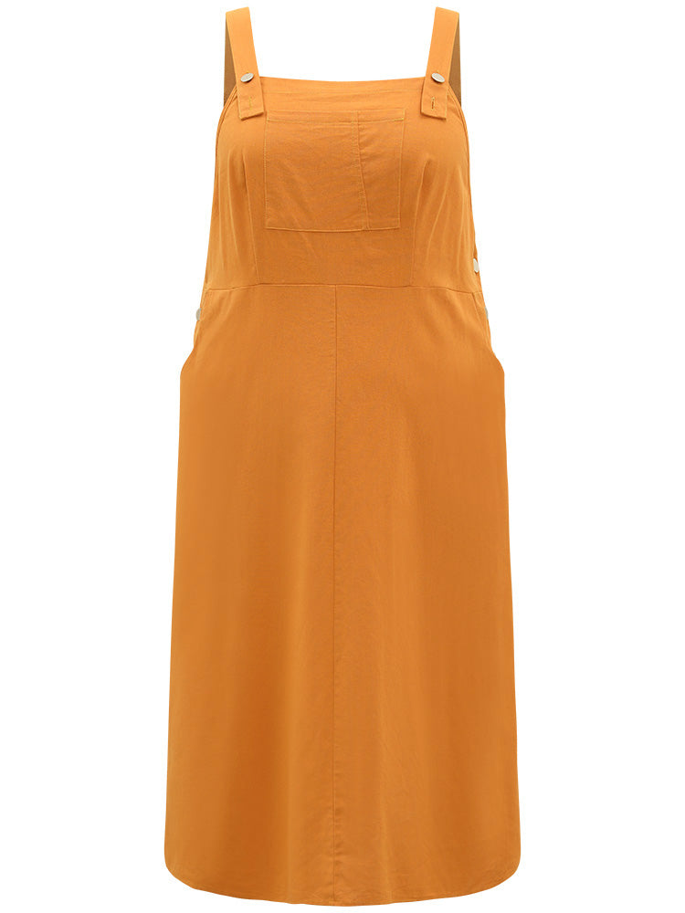 Plain Pocket Adjustable Straps Spaghetti Strap Dress