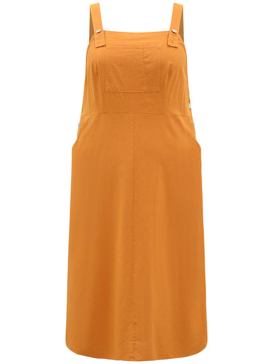 Plain Pocket Adjustable Straps Spaghetti Strap Dress