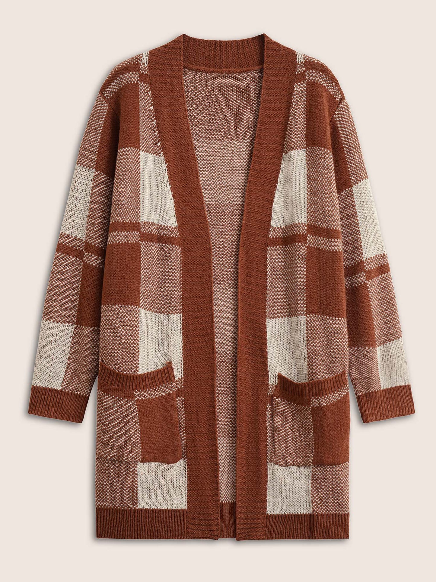 Contrast Colorblock Pocket Open Front Cardigan