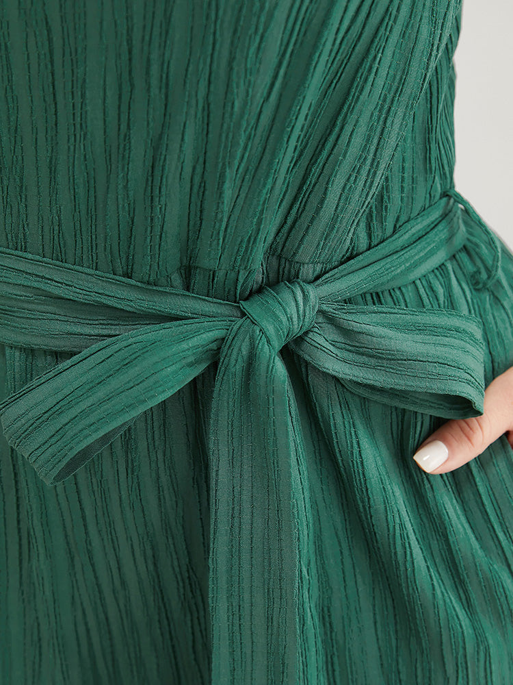 Solid Pocket Belted Ruffle Trim Cami Jumpsuit